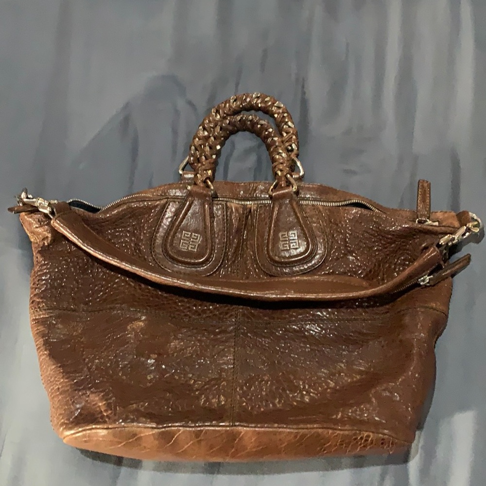 Givenchy Nightingale Distressed Brown Pebbled Leather AUTHENTIC